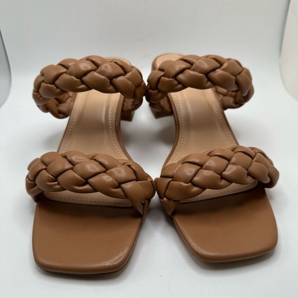 CUSHIONAIRE Women's braided Heel Sandal +Memory Foam 9 WIDE TAN - Picture 2 of 7